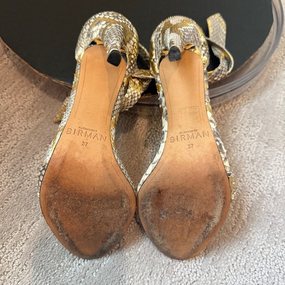Alexandre Birman Clarita Bow  Elegant Snakeskin High Heel Sandals Gold & Silver - Picture 8 of 9